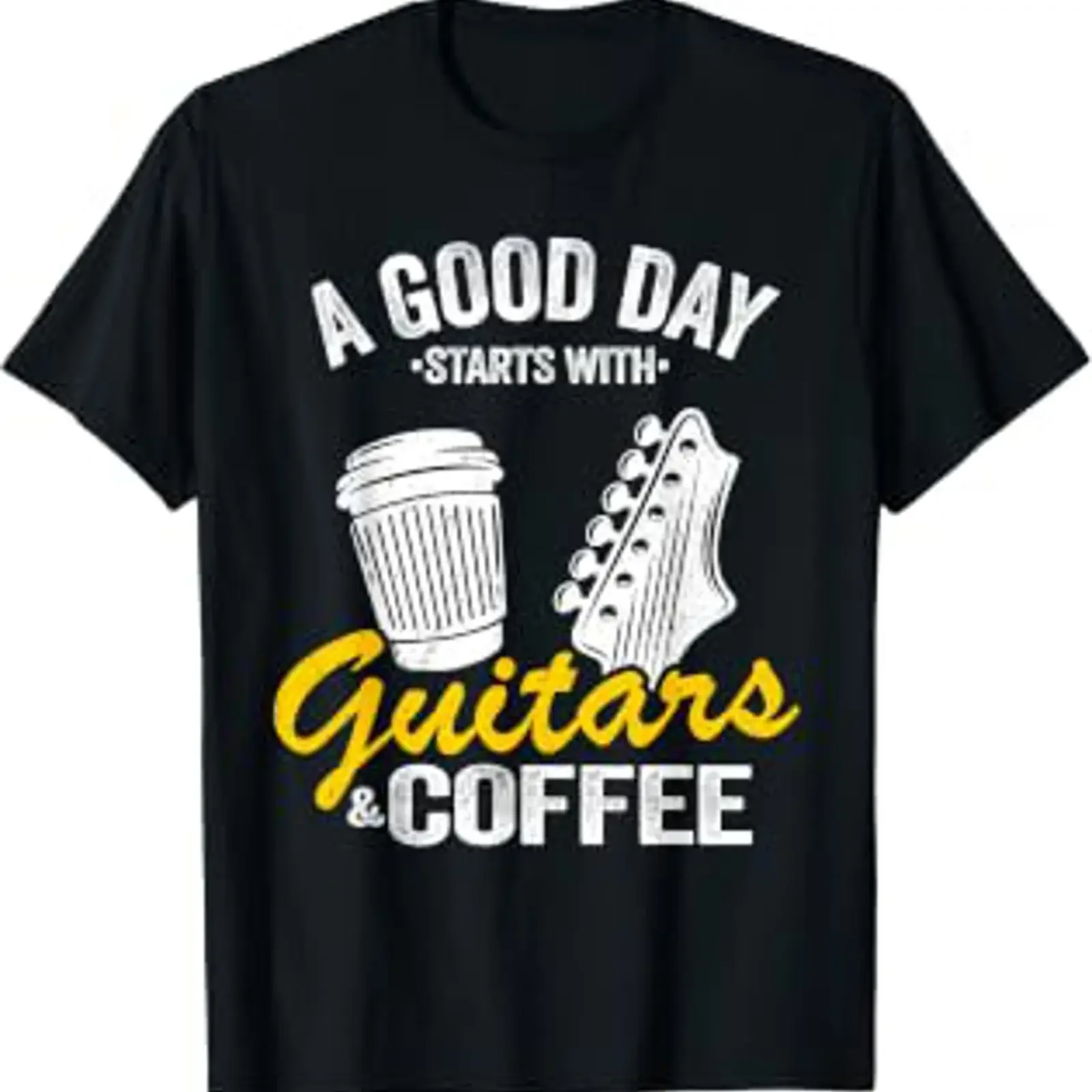 A good day starts with Guitars Coffee Guitarist Guitar T Shirt vintage Washed homme designer clothes Unisex