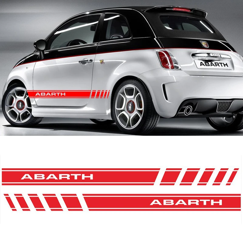 Image of 2 Stück Auto-Türseitenaufkleber für FIAT Abarth 500 595 Long Sport Streifen Styling Vinylfolie Dekor Aufkleber Auto Tuning Zubehör