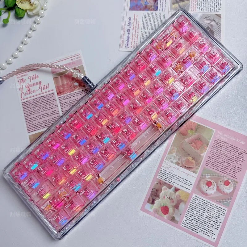 Highly PC transparent fog transparent U V customized mechanical keyboard 60-108