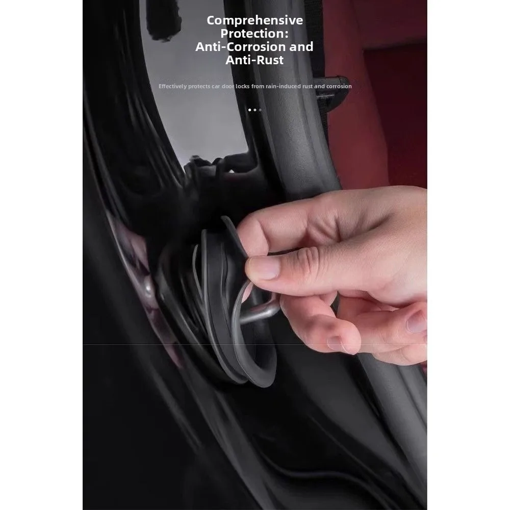 

4Pcs Shock Absorbing Silicone Door Lock Protective Cover Elastic Universal Fit Car Door Lock Pad Easy Install Rust-Proof