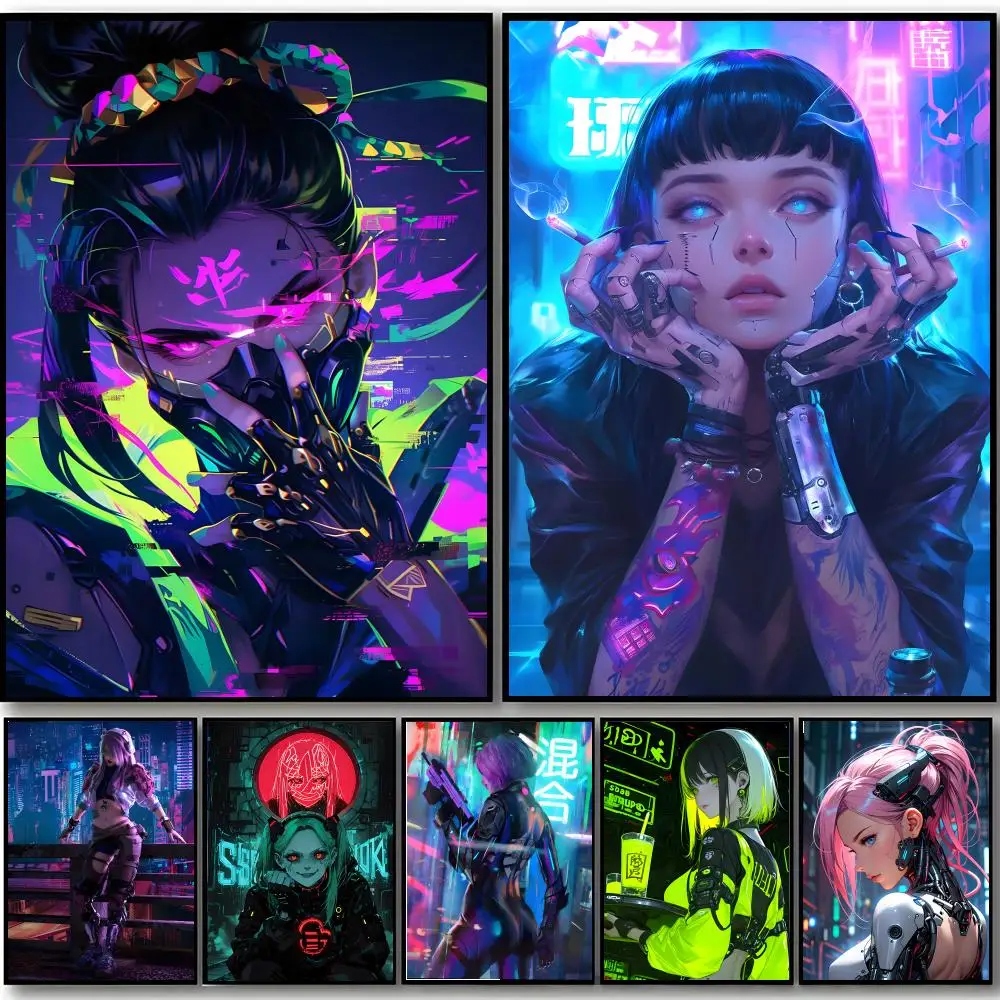 C-Cyberpunk G-Girl Cool Poster HD art sticky wall waterproof home bedroom bar aesthetic decoration