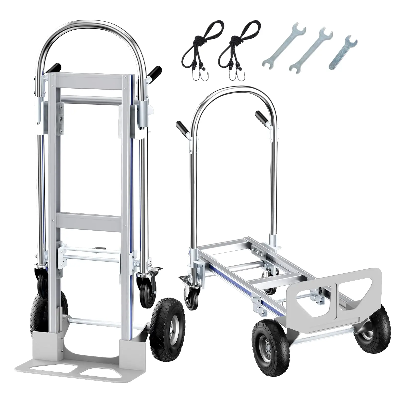 

1000 Lbs Load 2-in-1 Hand Truck Dolly with Pneumatic Wheels,Trolley Suitable for Moving Appliances Furniture Indoors&Outdoors