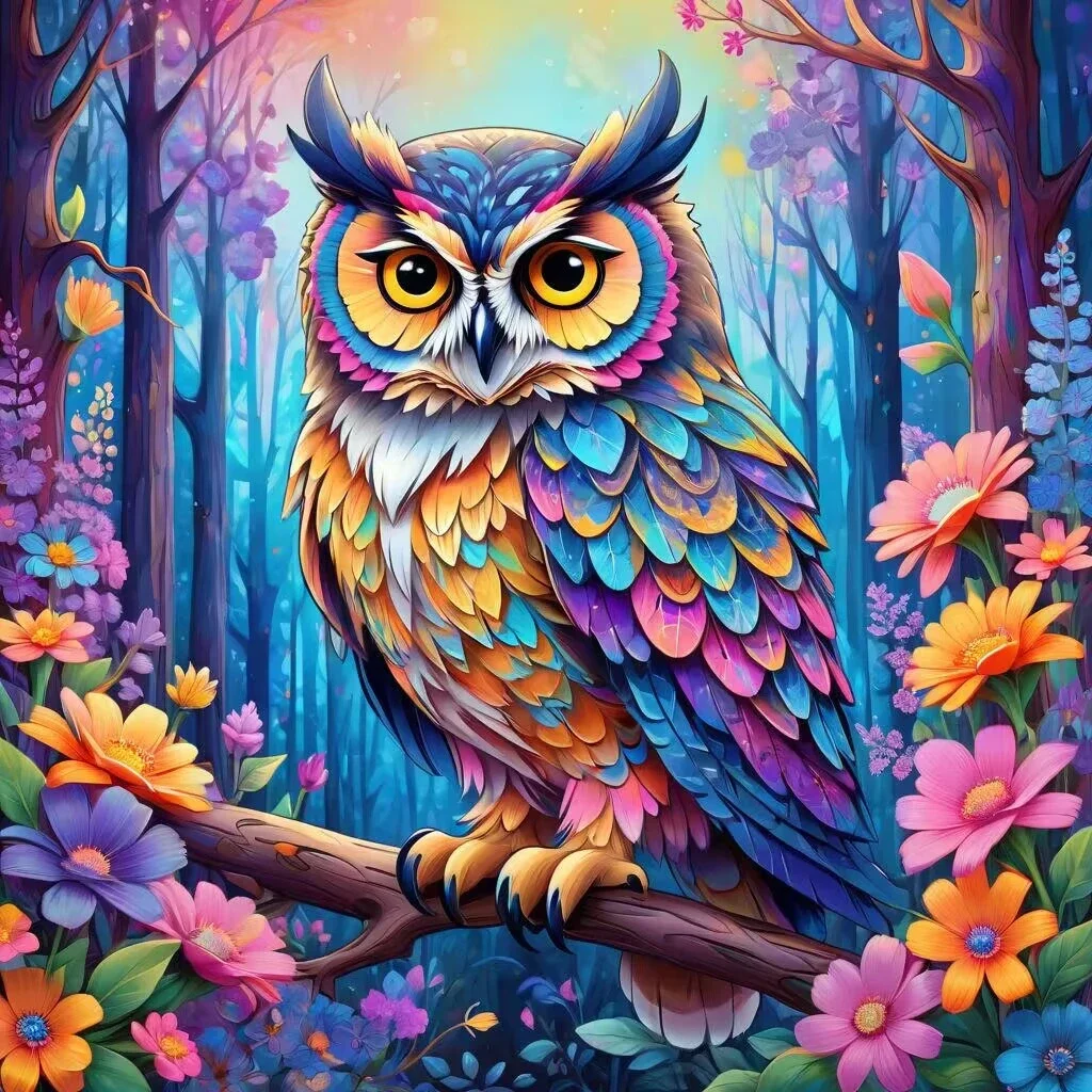 Sunature Full Fairy Dust Drills Diamond Painting Art Full Square Round Drills Owl Diamond Painting Sunshine Drills