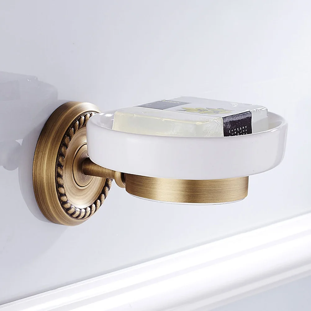 

Copper Soap Dish Wall Mount Brass Bathroom Accessories Single Dish Space-Saving Design Easy Installation Decorative