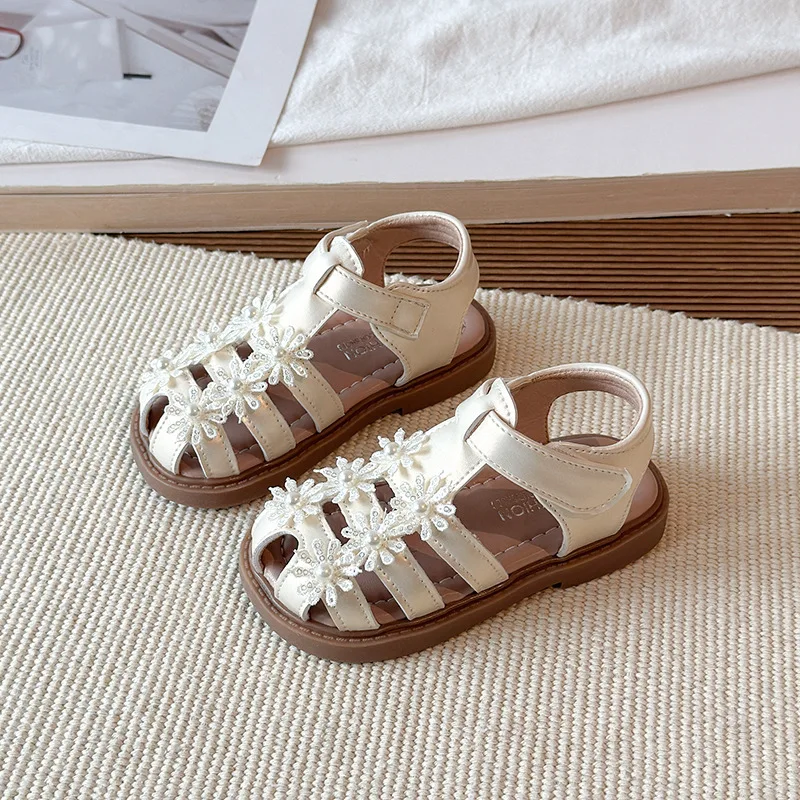 

Summer Girls Dress Flat Sandals Princess Sweet Flower Kids Hollow-out Sandals Causal Wedding Party Children Mary Jane Sandals