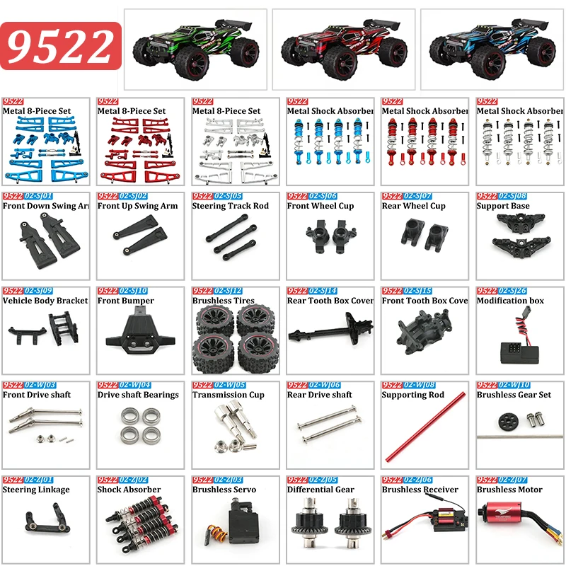 9522 9522PRO RC-Modell Zubehör Fahrgestell Antriebswelle Differential ESC Querlenker Spurstange Lenkungskopf Reifen Servo Getriebe