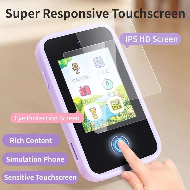 Kids Smart Phone Camera Toy 2.4in Touchscreen Unicorn Baby Multilingual With Music Digital Camera Toys for Girls Boys Age 3-8 view 3