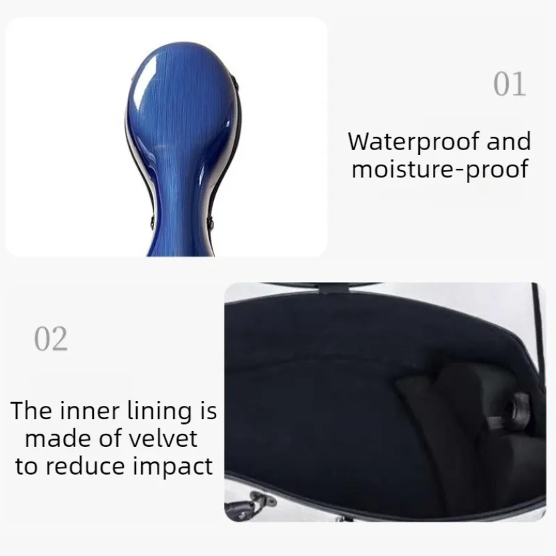 4/4 Cello Case Waterproof Cello Storage Box Pressure Resistant Cellos Transport Case String Instrument Accessories with Wheel