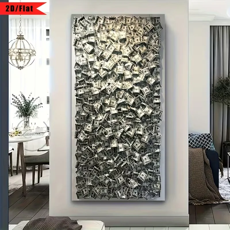 One Piece, Not Framed, Canvas Featuring a Banknote Design, Suitable for Wall Art. This Artwork Makes a Great Gift for Various Sp