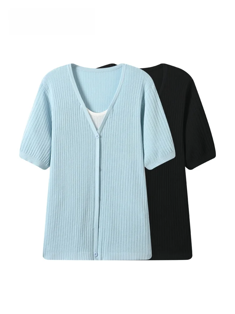 

Casual Style plus Size Women's T-Shirt Short Sleeve Summer New Fashionable Versatile Top Trendy Ice Silk round Neck Single Bu...