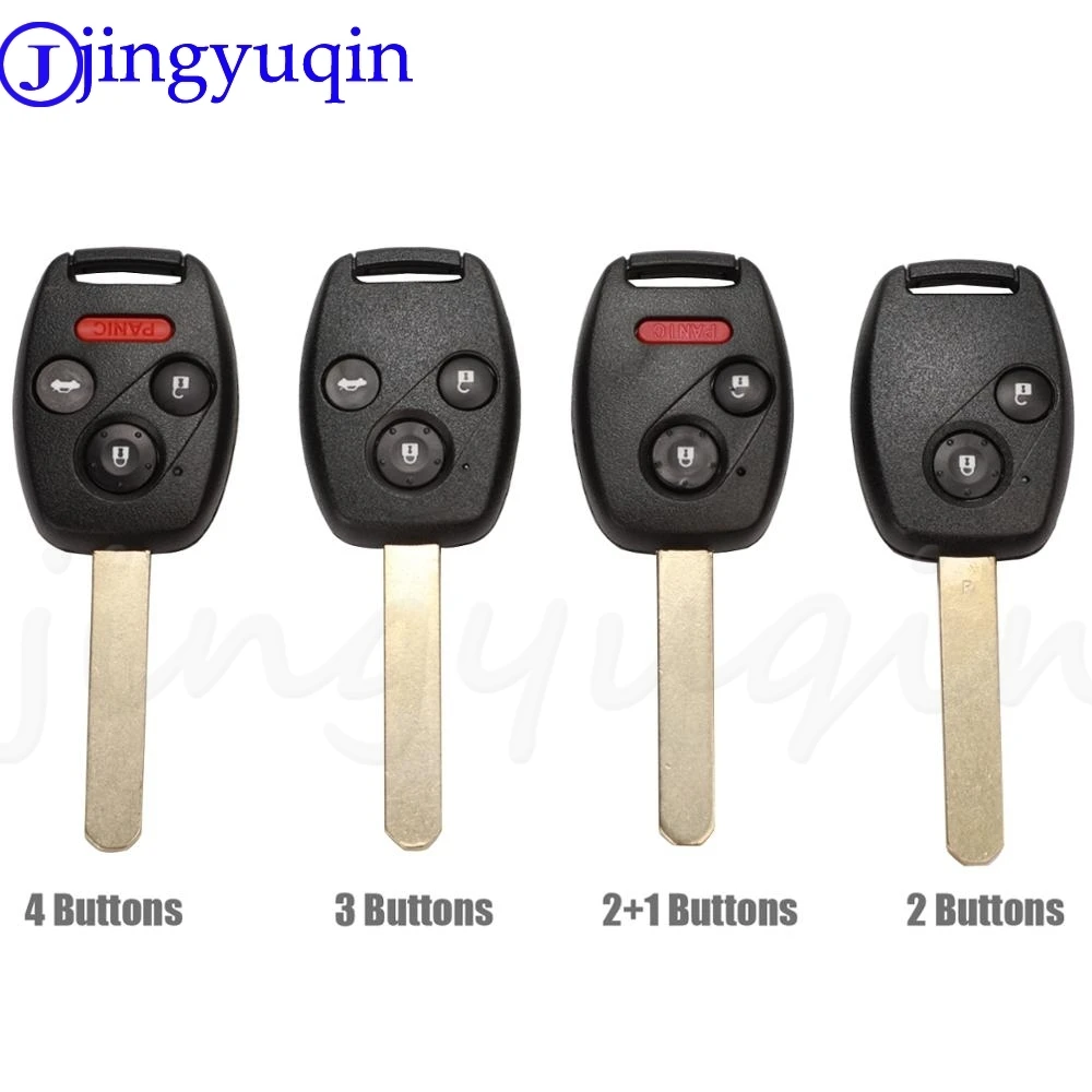 

jingyuqin Remote Car Key Shell For Honda Accord Civic CRV Pilot Insight 2 2+1 3 3+1 4 Buttons Pad Fob Auto Key Case Replacement