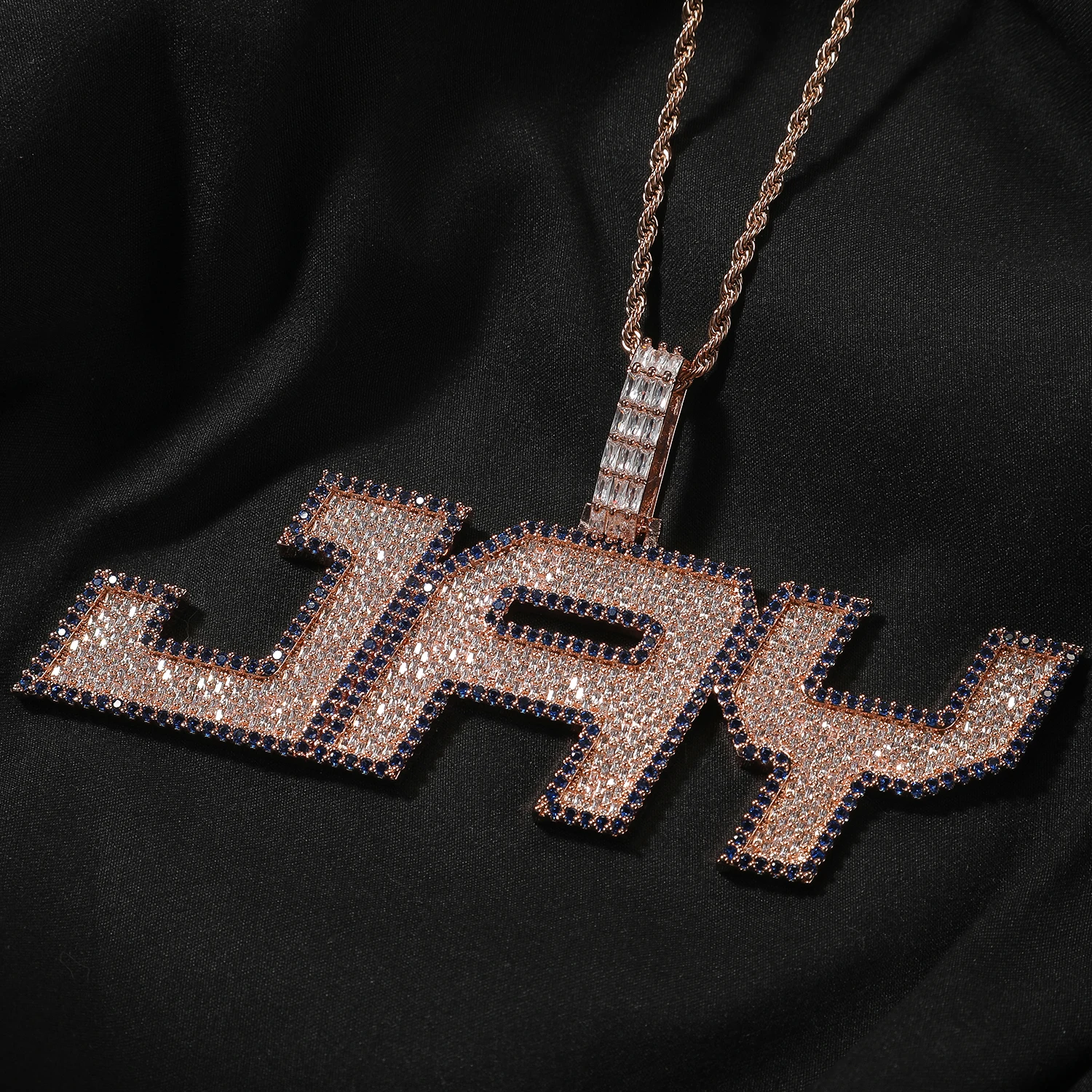 

UWIN Customized Jumbo Bold Italics Font Name Necklace for Men Iced Out Baguettecz CZ Letter Pendant Hip Hop Jewelry for Rappers