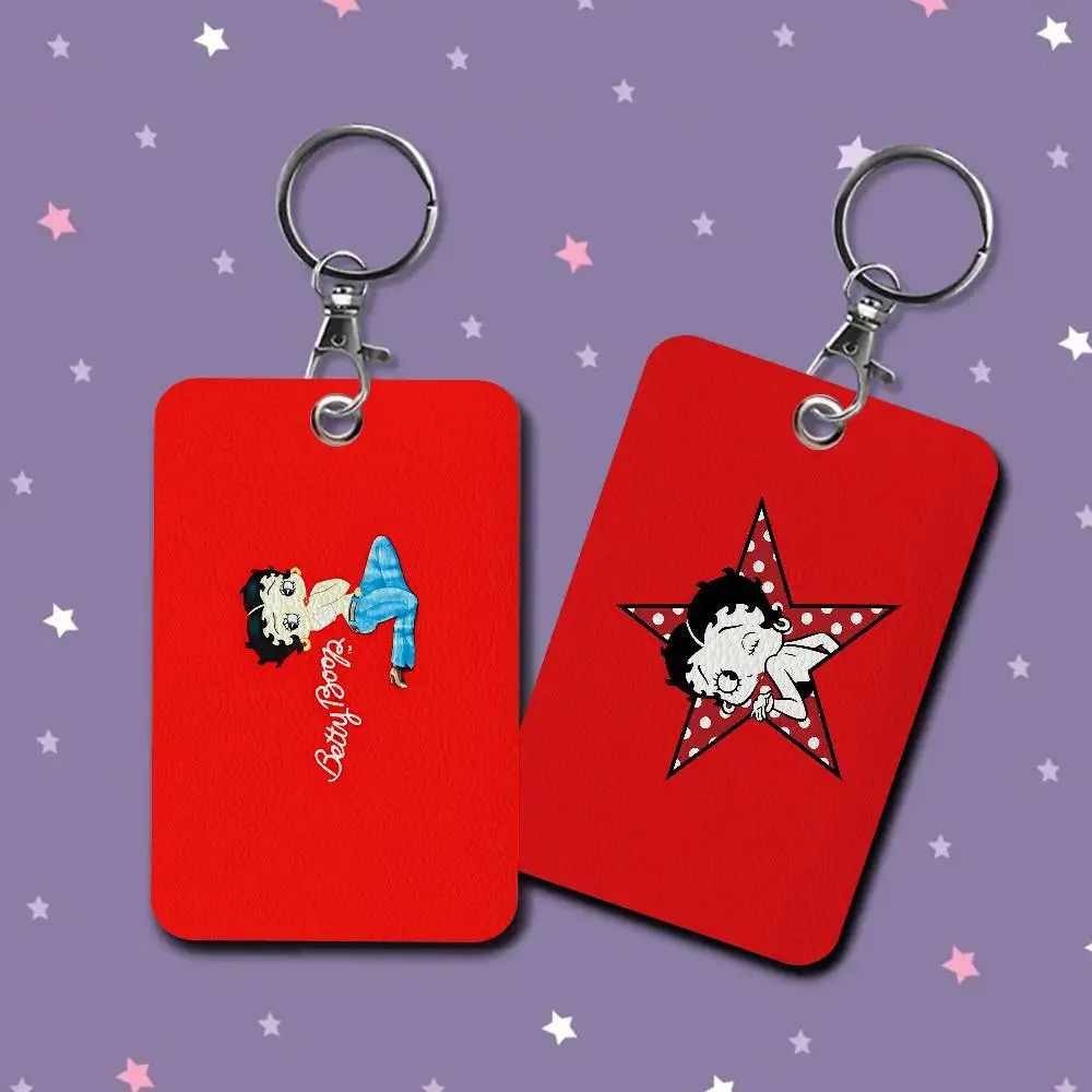B-Betty Girl B-Boops Style PU Access Card Holder with Keychain - Executive Protection for Bank card,Subway, Bus Card case