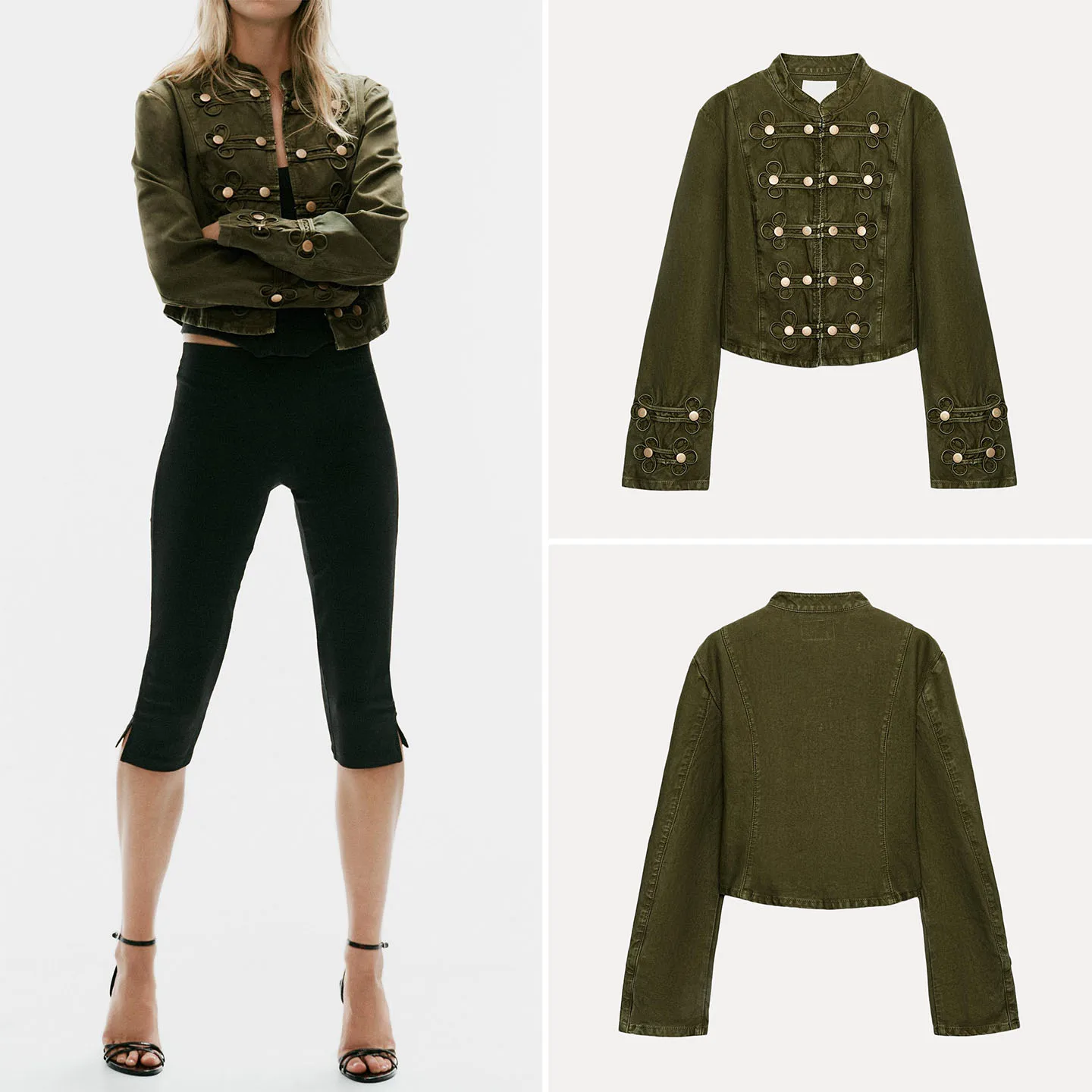 Women's Casual Style Long Sleeve Stand Collar Denim Button Short Jacket Autumn Fashion Outerwear ZADATA Brand Slim Fit Model