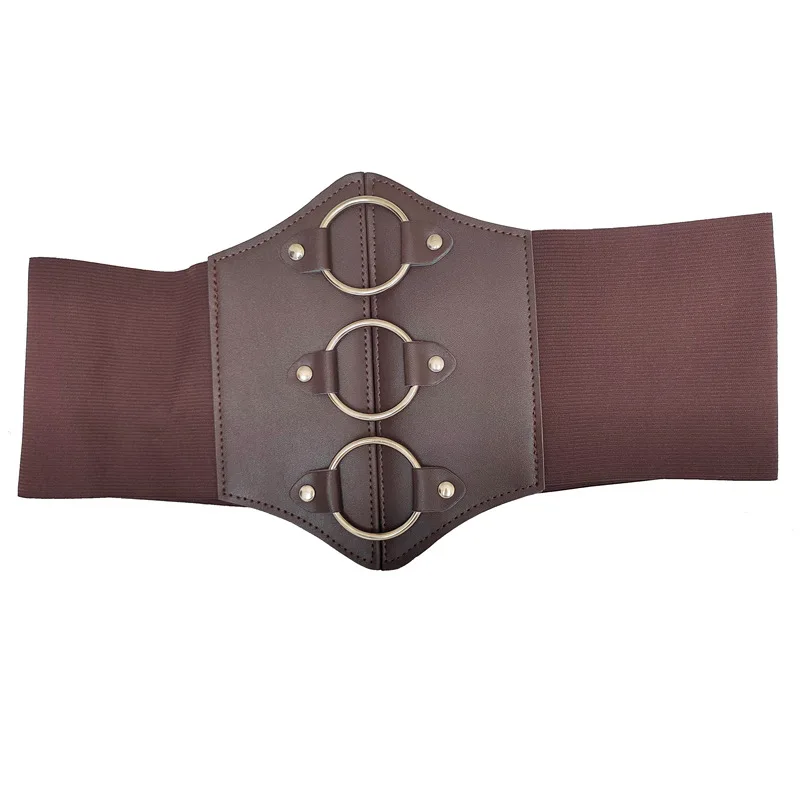 Vintage Women Corset Wide Belts for Dresses Shirt Waist Bustier Waistband Corset Pu Leather Slimming Body Girdle Gothic