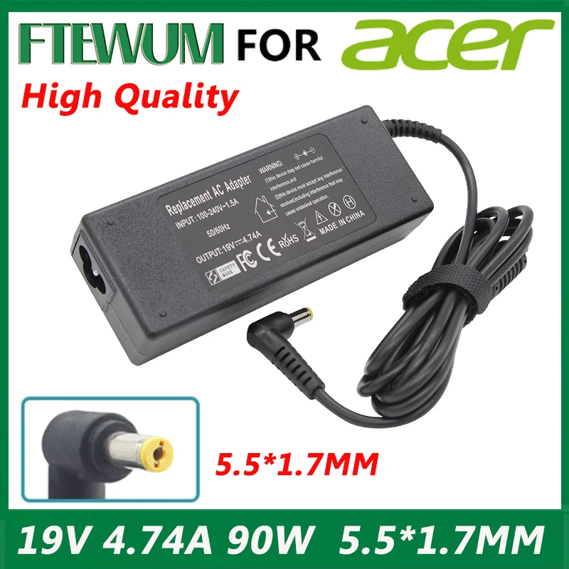 19V 4.74A 90W 5517 5.5*1.7MM Laptop Adapter Charger For Acer ASPIRE 5750G 5755G 7110 9300 E1-531 E1-571G M5-581G V5-571P 4925G