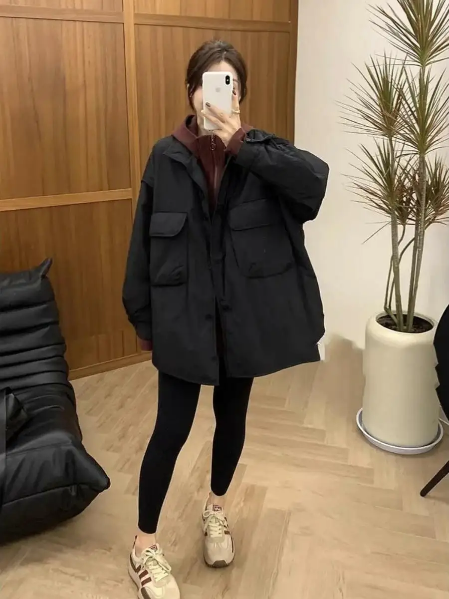 

Легкая хлопковая куртка, женская стильная модная повседневная свободная хлопковая куртка в стиле ретро, модная верхняя одежда на весну, осень и зиму