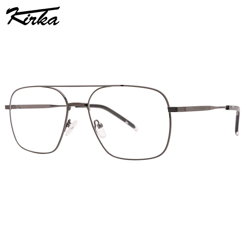 Kirka Male Eyewear Square Double Bridge Shine Colors Metal Frames Prescription Man Glasses Ultralight Optical Glasses MM1038