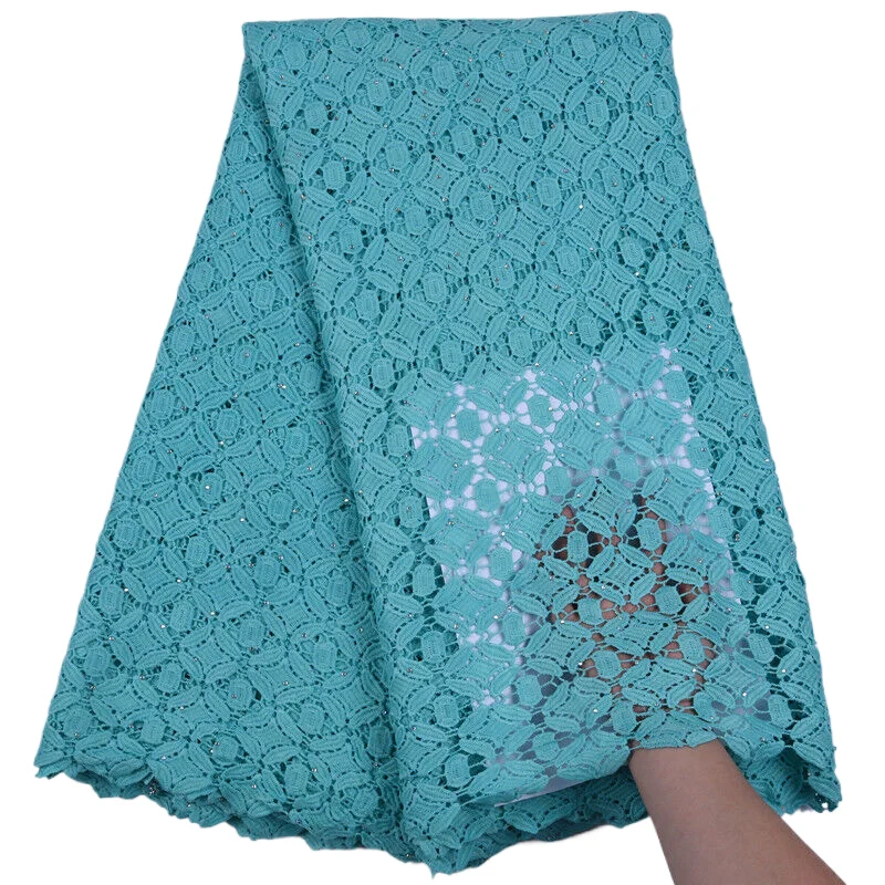 Blue Water Soluble Lace Fabric Clearance style Nigerian Guipure Cord Fabric For Sewing Women Wedding Party Dresses,2.5Yards 1713