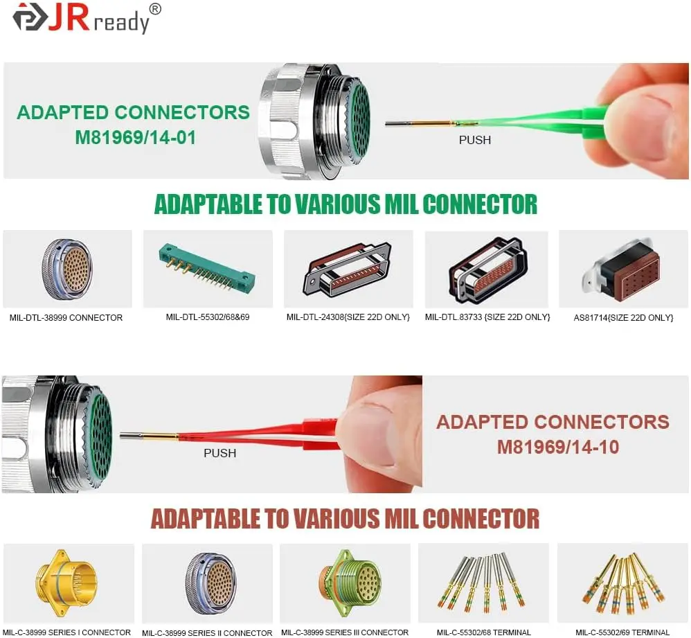 ST2161-1 مجموعة أدوات تجعيد الطيران NEW-AS2G المكشكش المصغر M22520/2-01 G125 GO NO-GO GAGE 11 قطعة الموضعين DAK20B - جديد