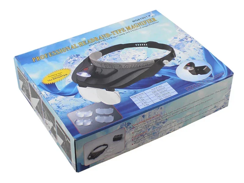 Cabeça de leitura idosos lupa com luz led 5 lente óptica lupa reparação relojoeiro lupa presente qualidade