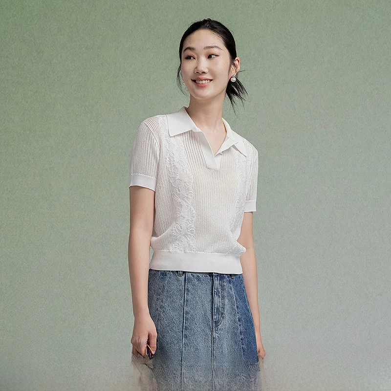 

Women's ort Sve Pullover Sweater Breathable Slimming Floral Embroidery Comfortable Versatile Early Autumn New Sle Top