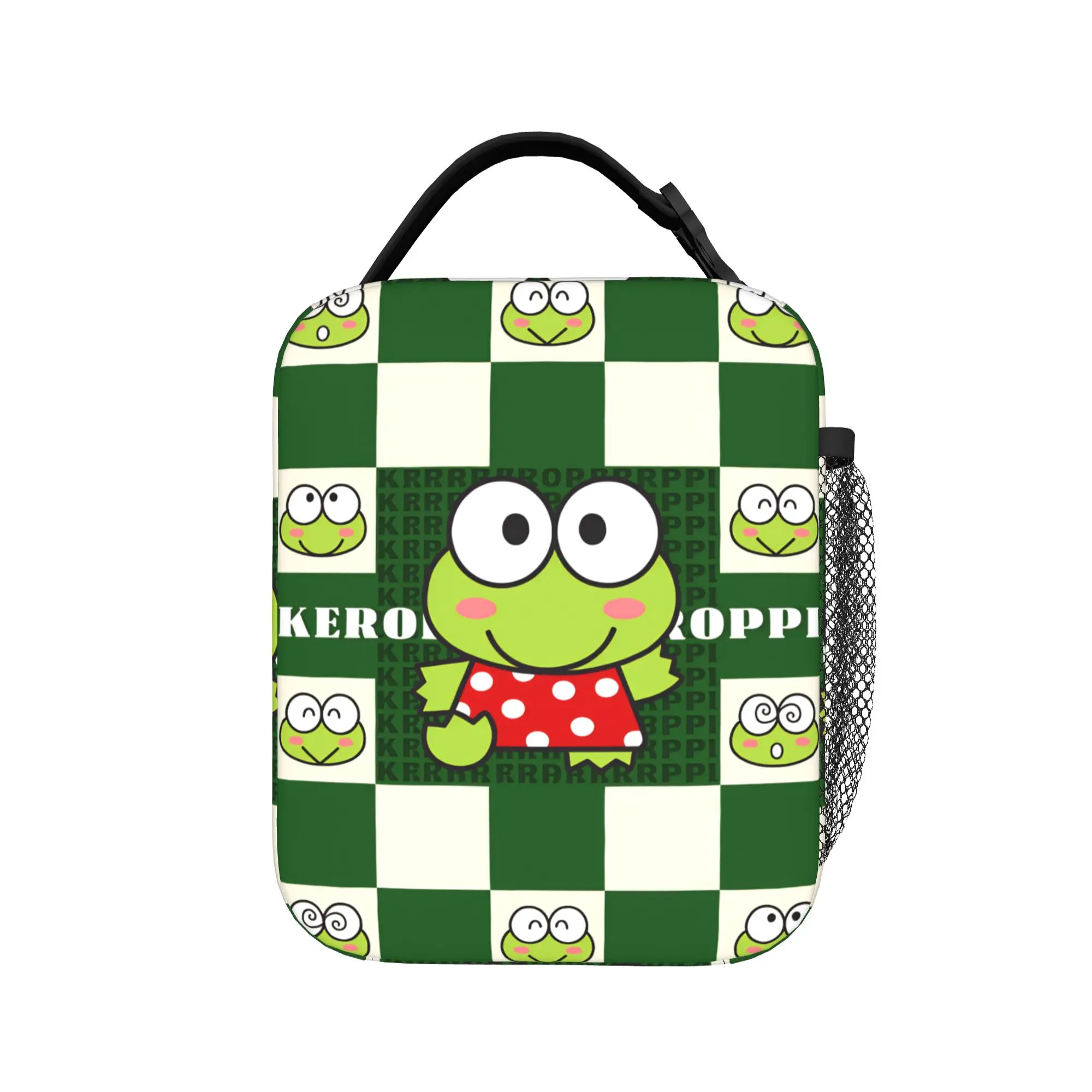 Keroppi Kerokero Green Cartoon Character Lunch Bag For Unisex  Print Outdoor Picnic Lunch Box Fashion Portable Oxford Cooler Bag