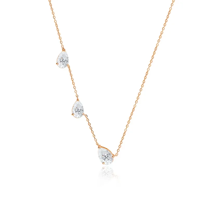 Smyoue Gradiënt Moissanite Ketting voor Vrouwen 3 Edelstenen Peer Cut Gecertificeerde Luxe Hanger Lab Diamanten Sieraden Sterling Zilver 925