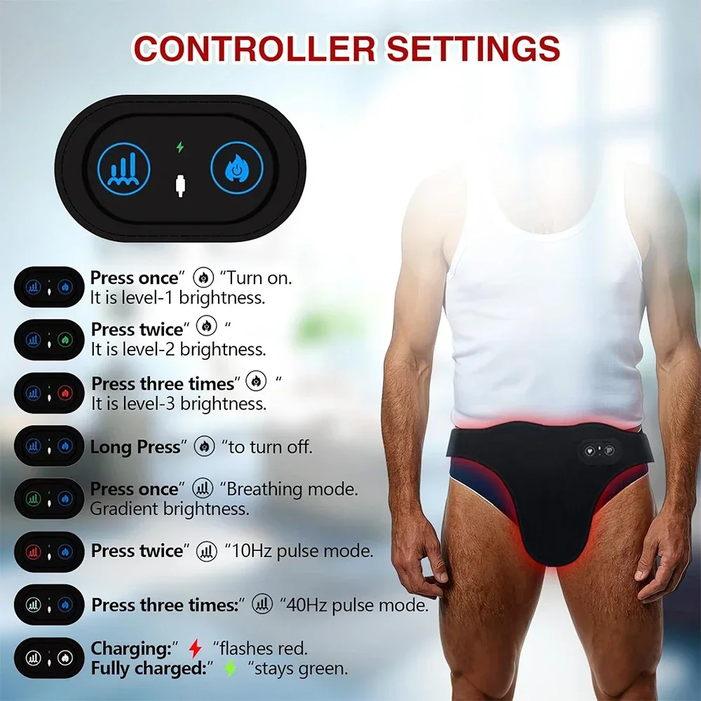 LED Red Light Therapy for Male Wellness Prostate Therapy Device,660nm&850nm Near Infrared Light Therapy Pad USB Charging