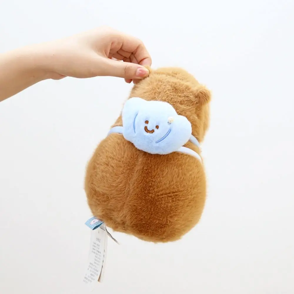 Com concha mochila capivara brinquedo de pelúcia simulação pano boneca capibara anime brinquedo fofo verão dos desenhos animados capivara boneca de pelúcia