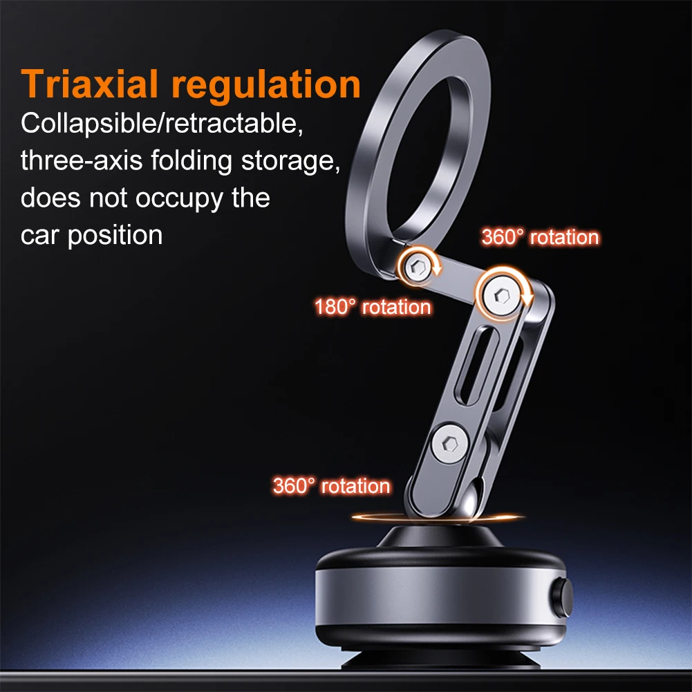 Para magsafe inteligente montagem do carro dobrável magnético adsorção a vácuo ventosa suporte elétrico vácuo giratória para iphone