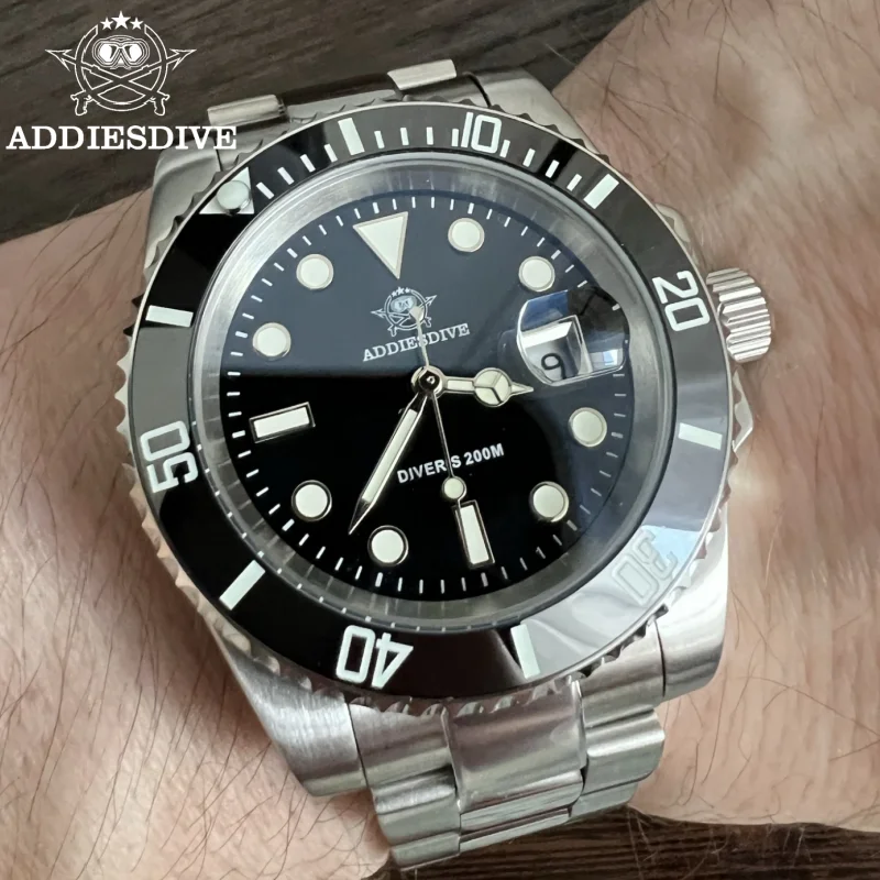 ADDIESDIVE 41mm Watch For Men C3 Super Luminous Reloj Hombre 316L Stainless Steel relogio masculino 200m Waterproof Quartz Watch