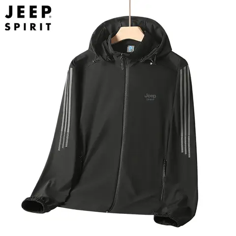JEEP SPIRIT 윈드 브레이커 남성 재킷 여름 태양 보호 피부 안티 자외선 야외 레저 후드 재킷