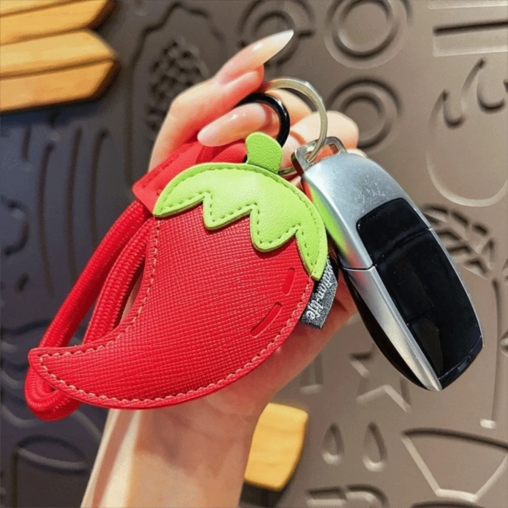 Funny Cartoon Vegetable Keychain Eggplant Carrot PU Leather Bag Pendant Birthday Gifts Bag Charms Car Keyring Students