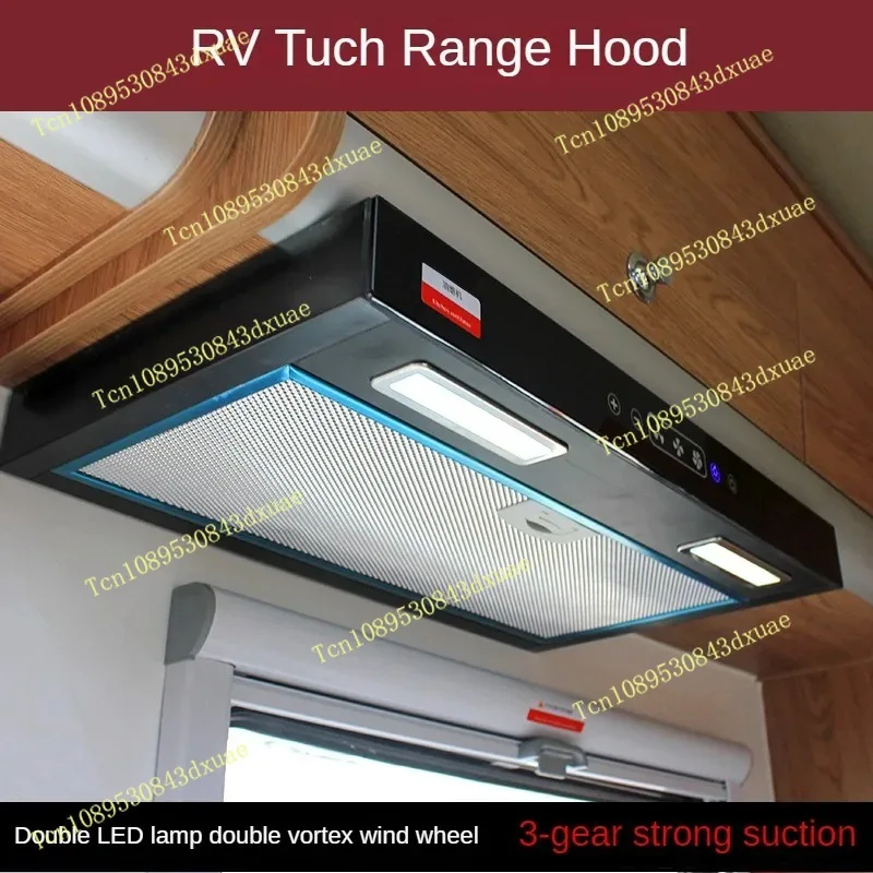 RV Vehicle Range Hood 12V Car Kitchen Range Hood Touch Switch with Led Light Removable Cleaning Camper Caravan Mini Range Hood