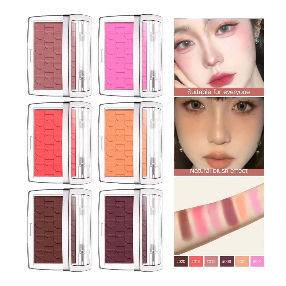 Monochrome Blush Palette Rosy Facial Blusher Powder Natural High Pigmented Pink Coral Rouged for Face Contour Shadow Cosmetics