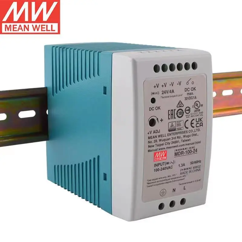 

MeanWell MDR-100-24 24V 4A 96W Single Output Industrial DIN Rail Switching Power Supply DC OK relay contact