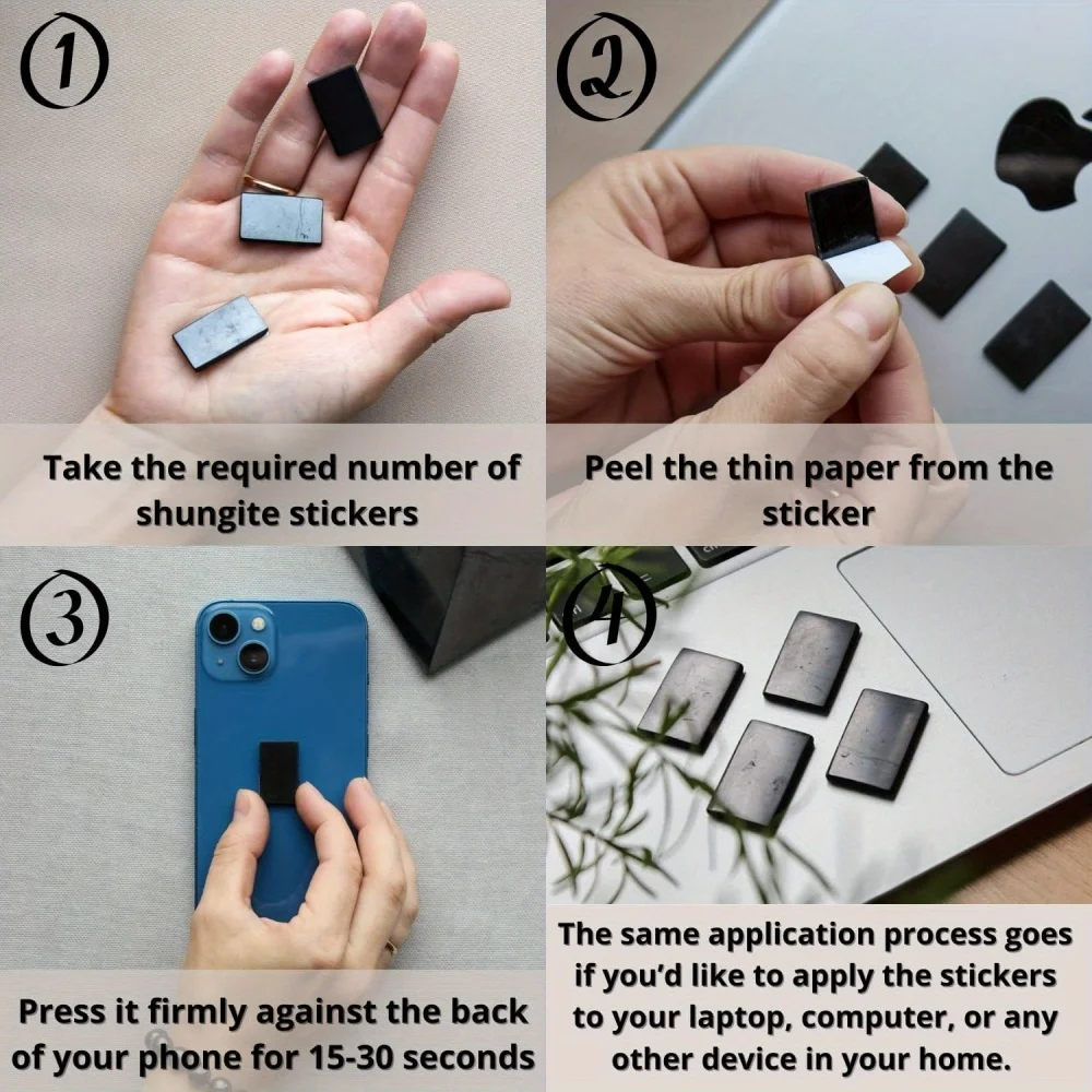 Natural Shungite Mobile Phone Sticker Emf Protection Crystal Schungite Sticker no Pattern Reiki Stones For Cleaning Home Room
