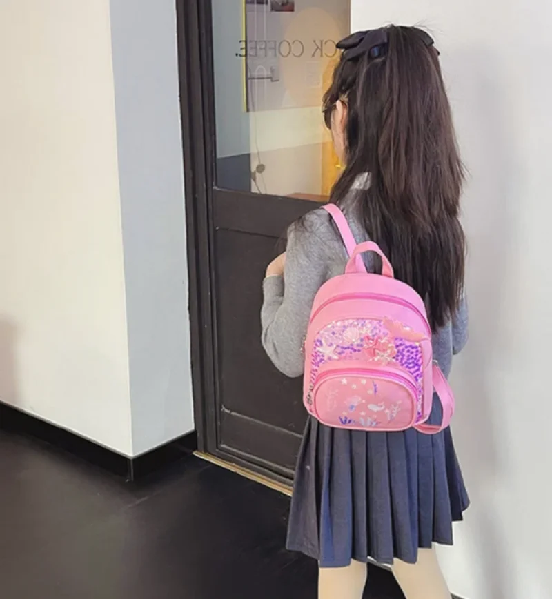 Mochila de lentejuelas de sirena personalizada con nombre bordado, mochila personalizada para niños, bolsa de estudiante para niña de jardín de