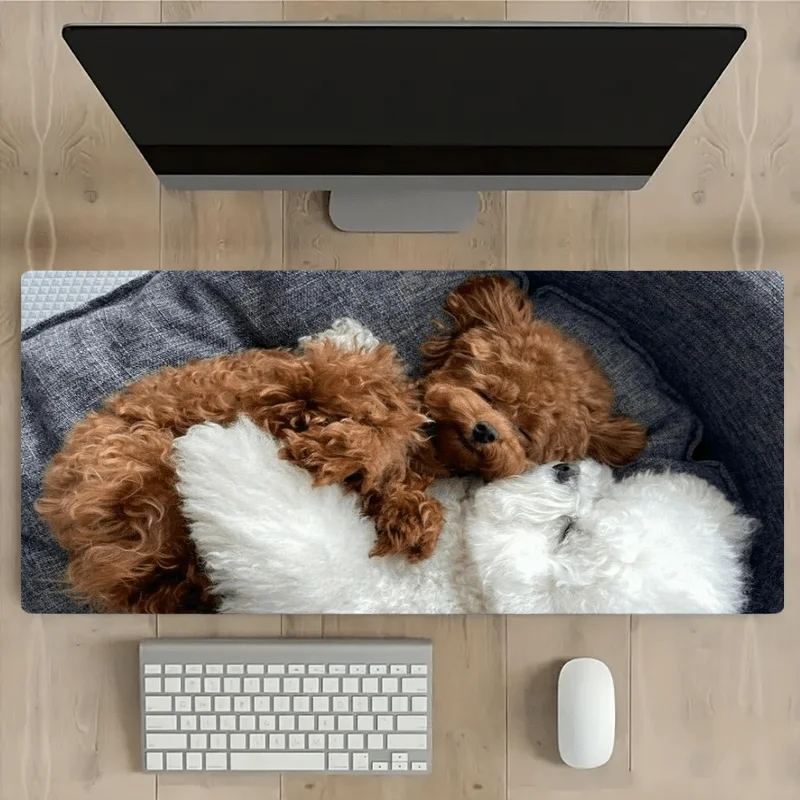 Metal Decor Extra Large Teddy Bichon Frise Gaming Mouse Pad Non Slip Washable Rubber Desk Mat For Office Keyboard Pet Lovers