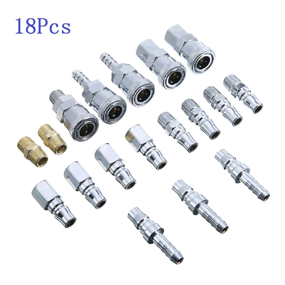 Kit di accoppiamento da 18 pezzi Connettori per utensili pneumatici Applicazioni per utensili pneumatici Connettori per sistemi automobilistici Configurazione e rimozione rapida per utensili pneumatici