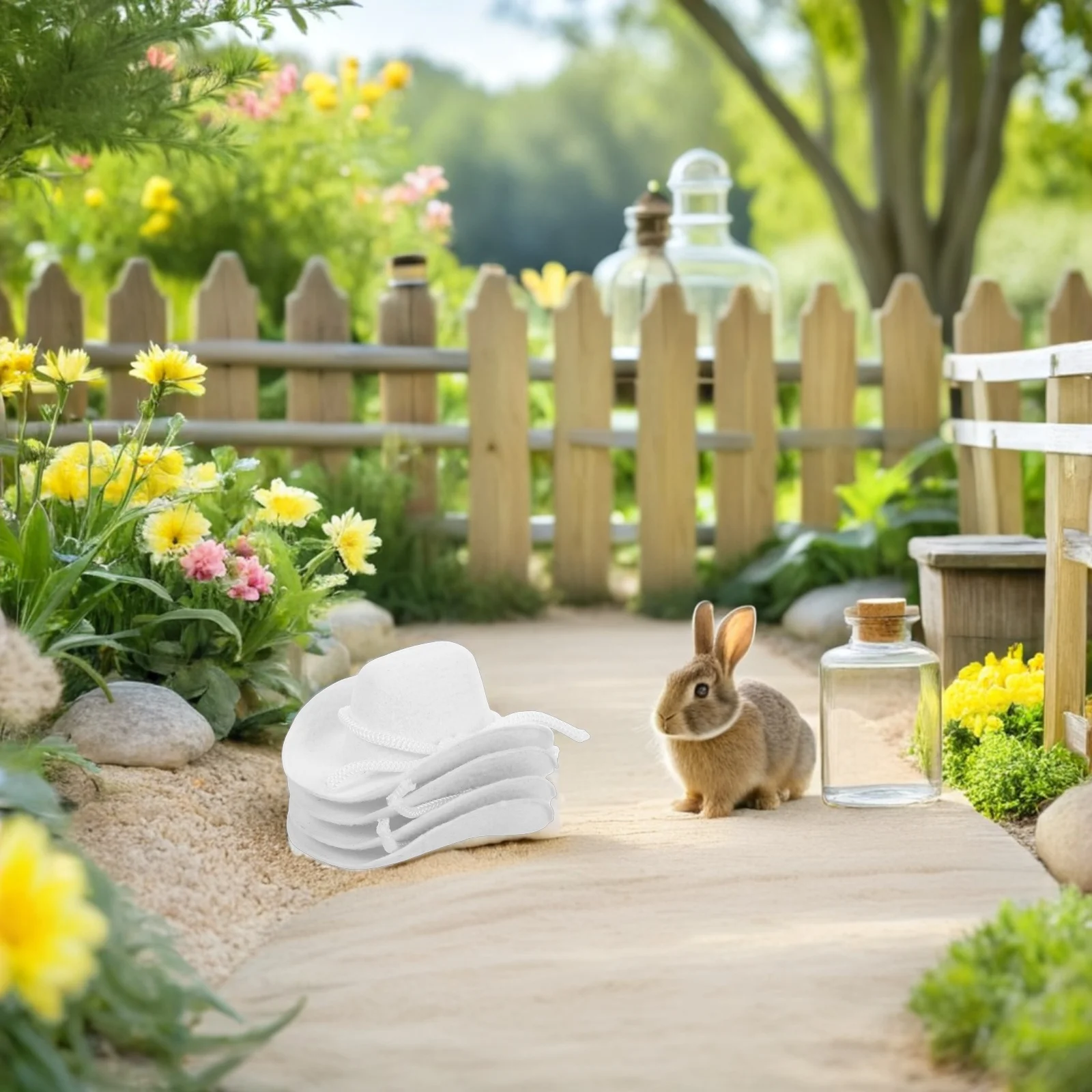 4 Stück Mini-Cowboyhüte, beflockt, winzige, niedliche Hüte im westlichen Stil zum Basteln, Puppenhaus-Zubehör, DIY-Party-Dekorationen