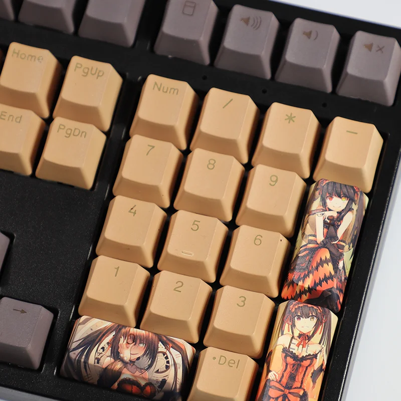 1 Set PBT Dye Subbed Keycaps Two Dimensional Cartoon Anime Gaming Key Caps OEM Profile Backlit Keycap For DATE A LIVE