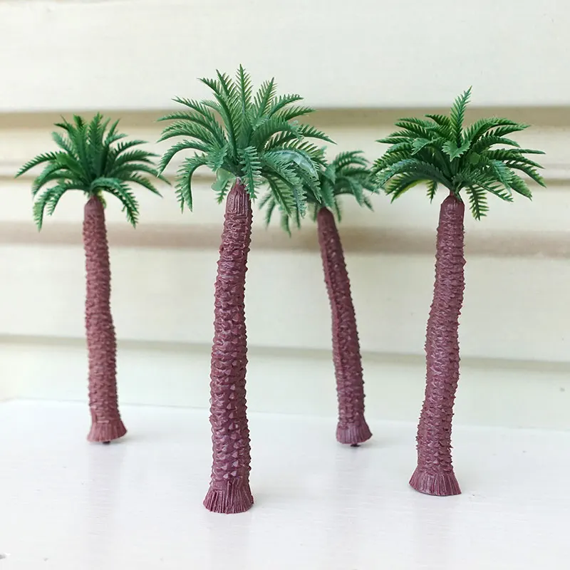 Coqueiro tropical, palmeira, planta decorativa artificial para a paisagem, mar, praia, paisagem, acessórios em miniatura, 10pcs