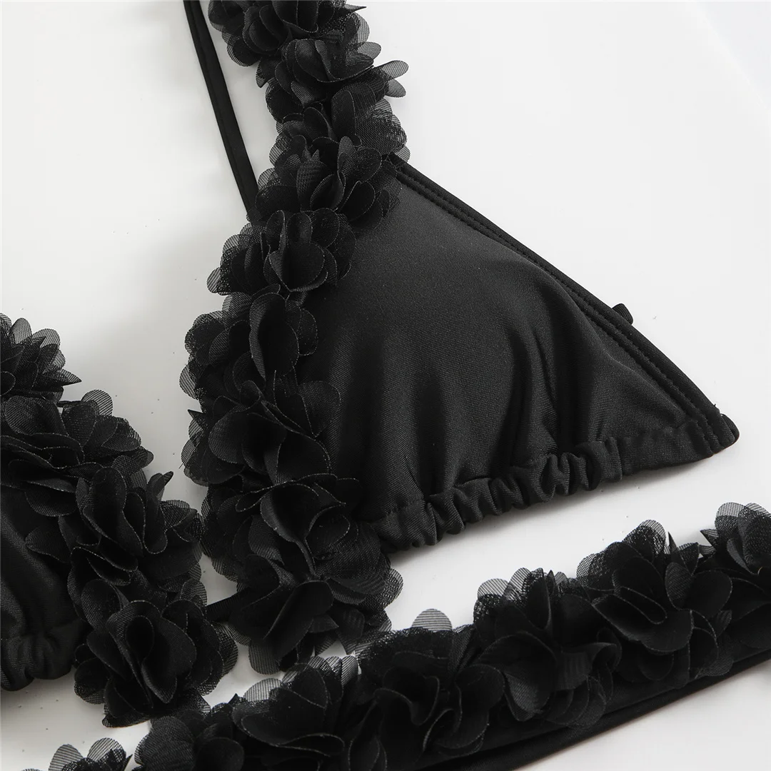 Mit Rock, 3D-Blumen, V-Ausschnitt, Bikini, Damen-Badebekleidung, dreiteiliges Bikini-Set, Damen-Badeanzug, gepolsterter Badeanzug, Badebekleidung, V6505. – Detail 17