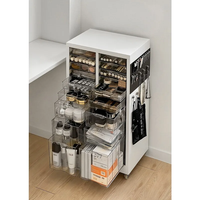 Cosmetics Shelf Multi-layer Drawer Storage Cabinet Floor-to-ceiling removable storage cart Wheeled Nail Art Iron Cabinet