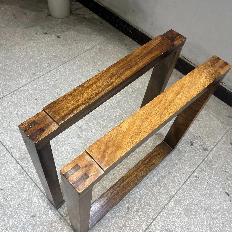 Solid Wood Dining Table Legs Walnut Floating Support Bracket Heavy Duty Table Base for Large Tabletop DIY Farmhouse Table Frame