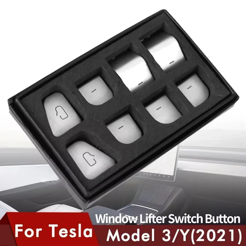 Model y 2023 Car Window Lift Switch Button Sticker Door Button Sticker For Tesla Model 3 Model Y 2023 Interior Car Accessories