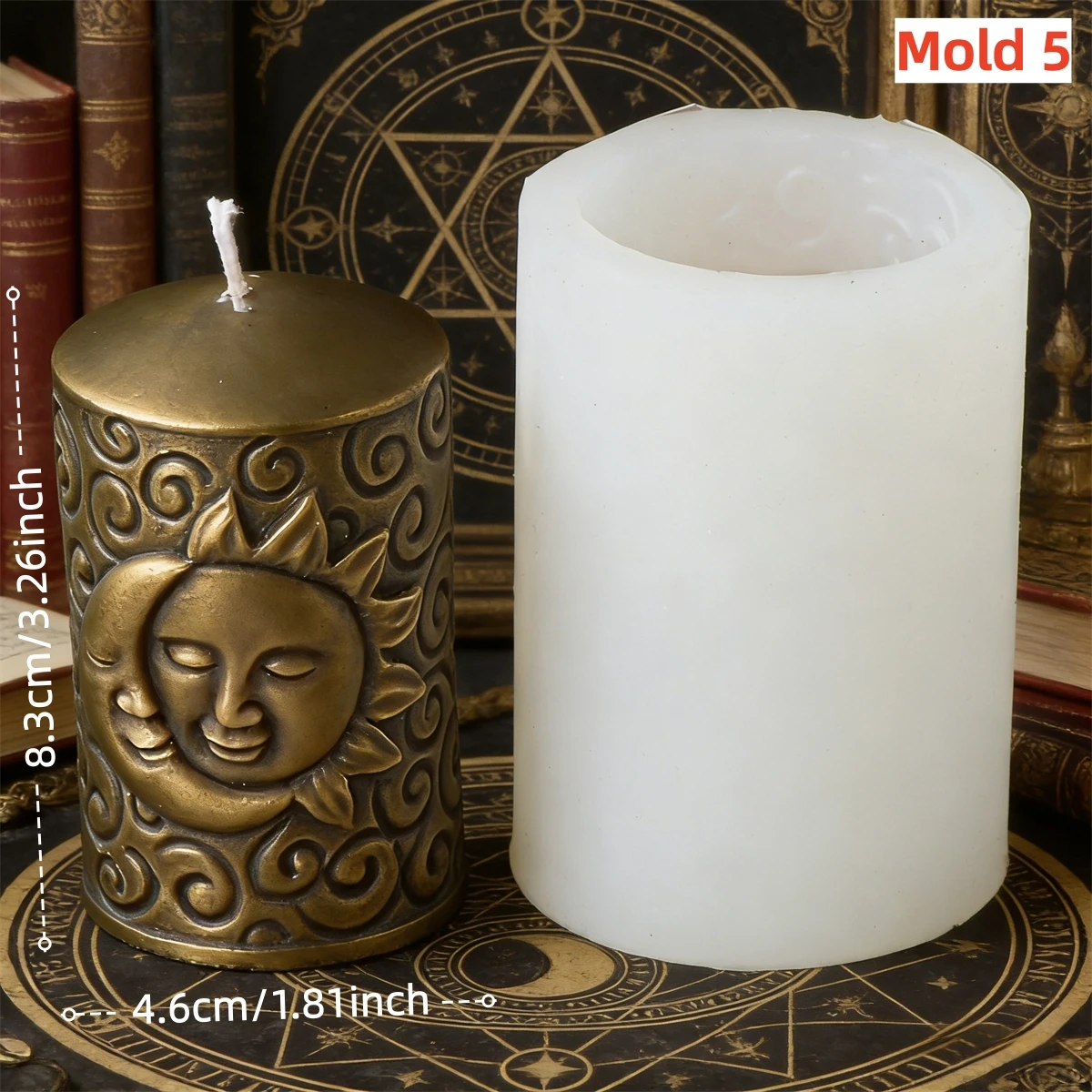 3D Mond Zylinder Kerze Silikon Form DIY Relief Sonne Mond Gesicht Duft Kerze Gips, Der Werkzeug Home Decor Handgemachtes Geschenk – Detail 6