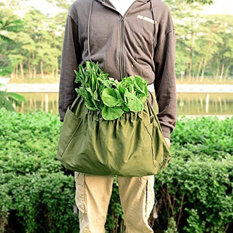 Supermarket cloth bag picking fruit and vegetable work apron large capacity picking bag garden orchard weeding canvas apron